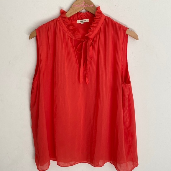 Max Studio Coral Tank Top Blouse Tie Collar Sleeveless Lined , Size L - Picture 9 of 9
